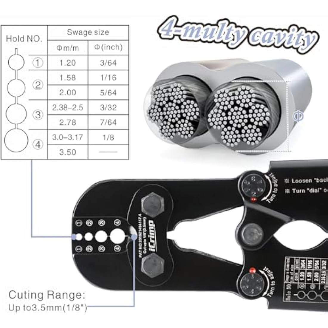 iCrimp Wire Rope Crimping Tool Kit with 375pcs Sleeves & Thimbles