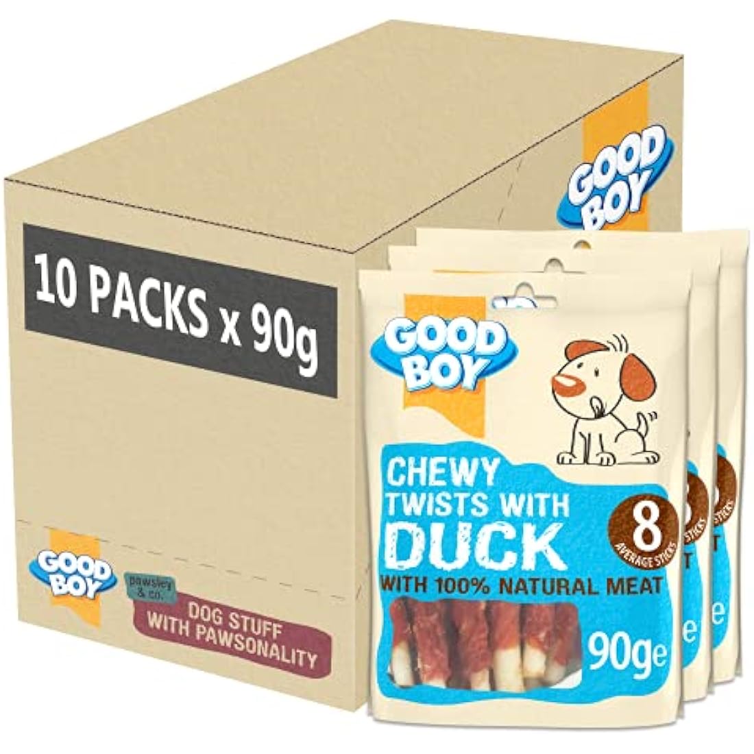 Good Boy Duck Chewy Twists – Natural Gluten Free Dog Treats (10 x 90g)