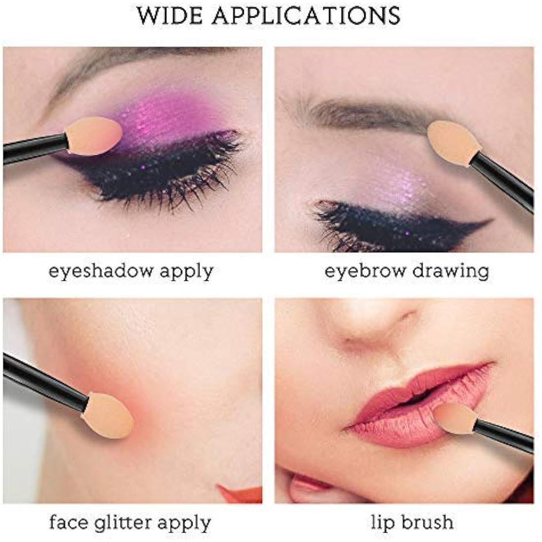 50pcs Disposable Eyeshadow Applicators | Dual-Sided Sponge Brushes