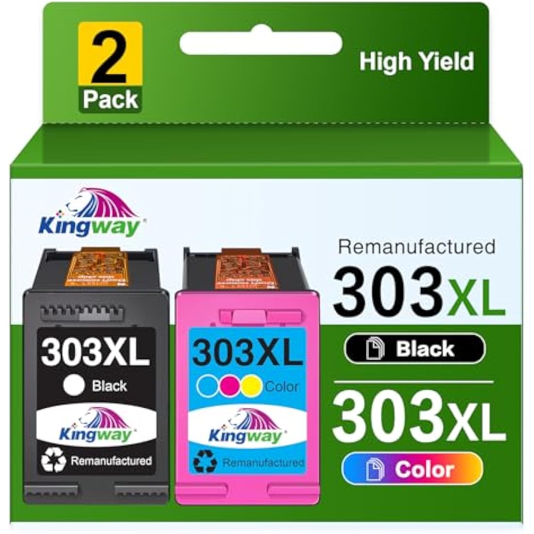 Kingway 303XL Ink Cartridges for HP ENVY Photo 6230 7130 7830 | 2 Pack