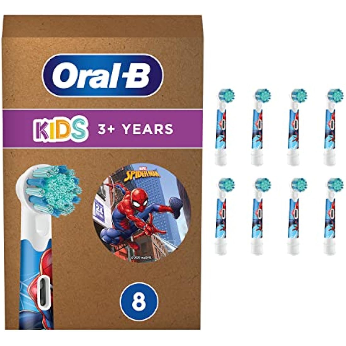 Oral-B Pro Kids Electric Toothbrush Heads | Spiderman Soft – 8 Pack