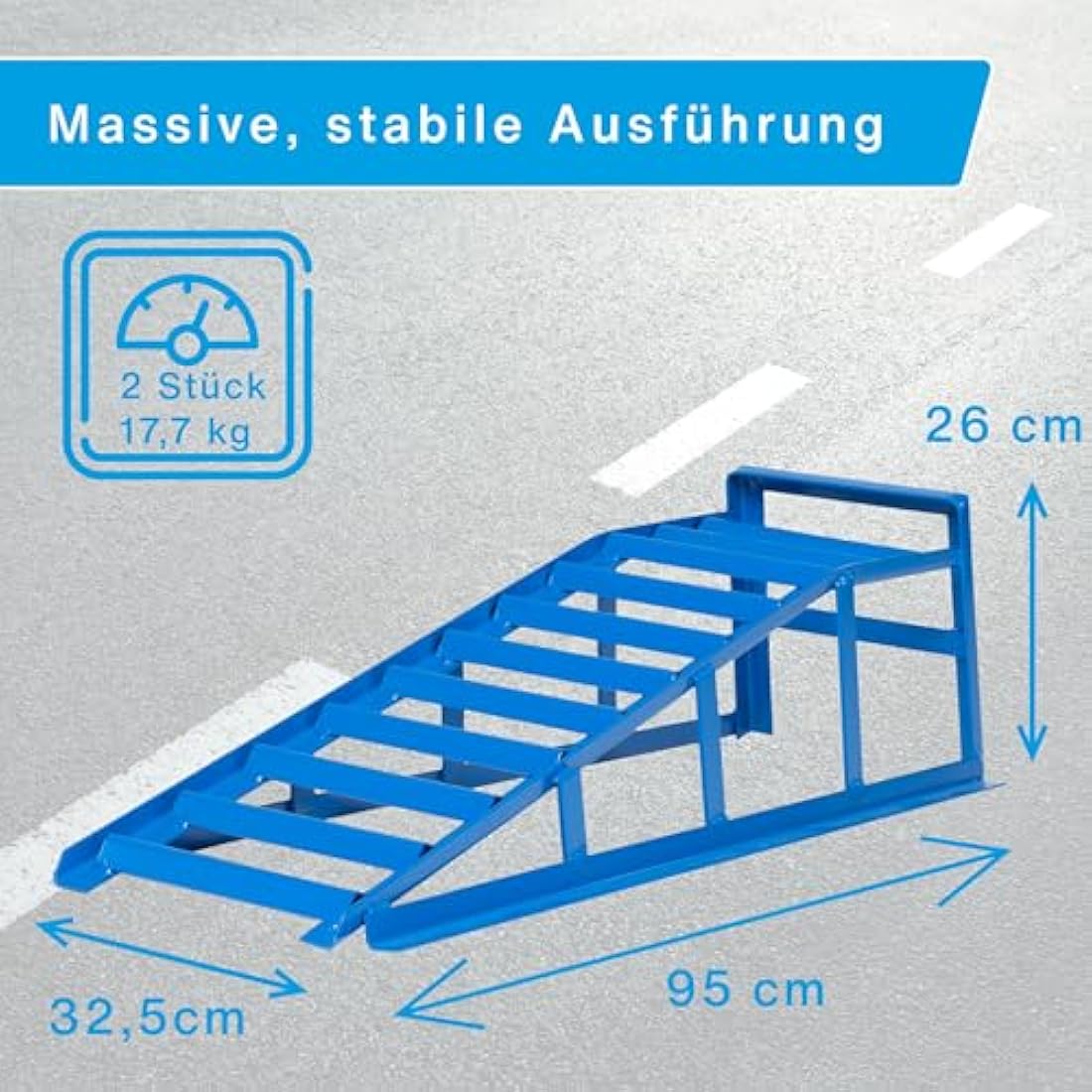 Cartrend Heavy Duty Car Access Ramps – 1.6 Ton Capacity, Blue, 2-Pack