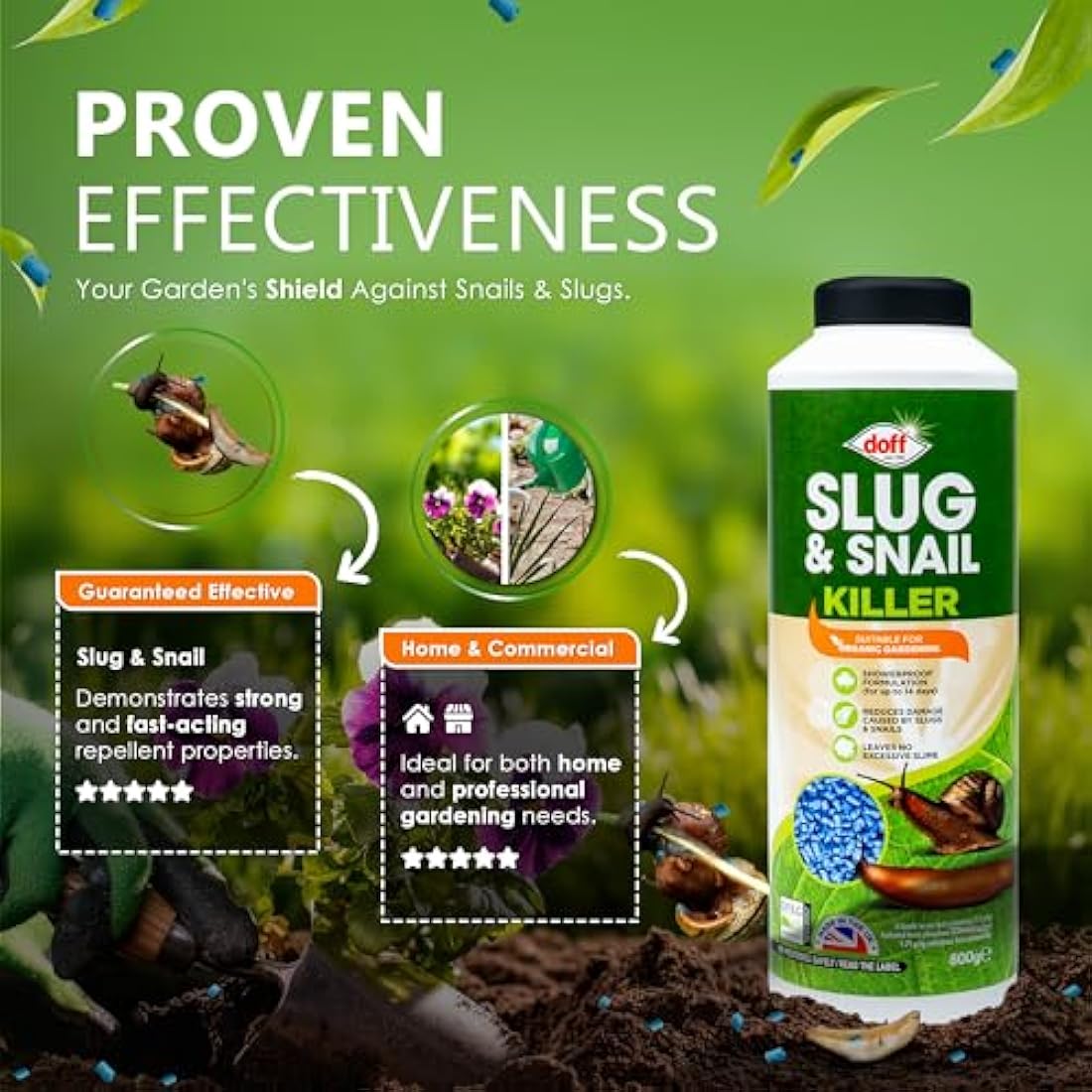 Ferris Slug & Snail Killer Pellets – 800g Organic Ferric Phosphate Repellent