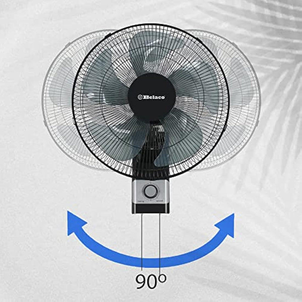 Belaco 16 Inch Wall Mounted Fan – 3-Speed Oscillating Cooling Fan