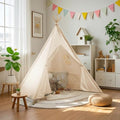Wilwolfer Kids Teepee Tent | White Canvas Play Tent for Indoor & Outdoor