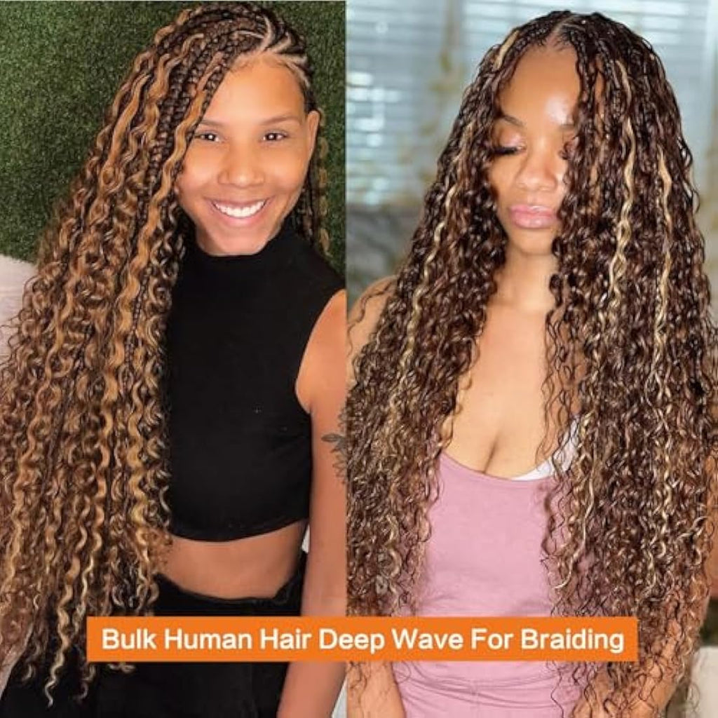 Jolof Store Deep Wave Bulk Human Hair for Braiding – 20 Inch, 100g