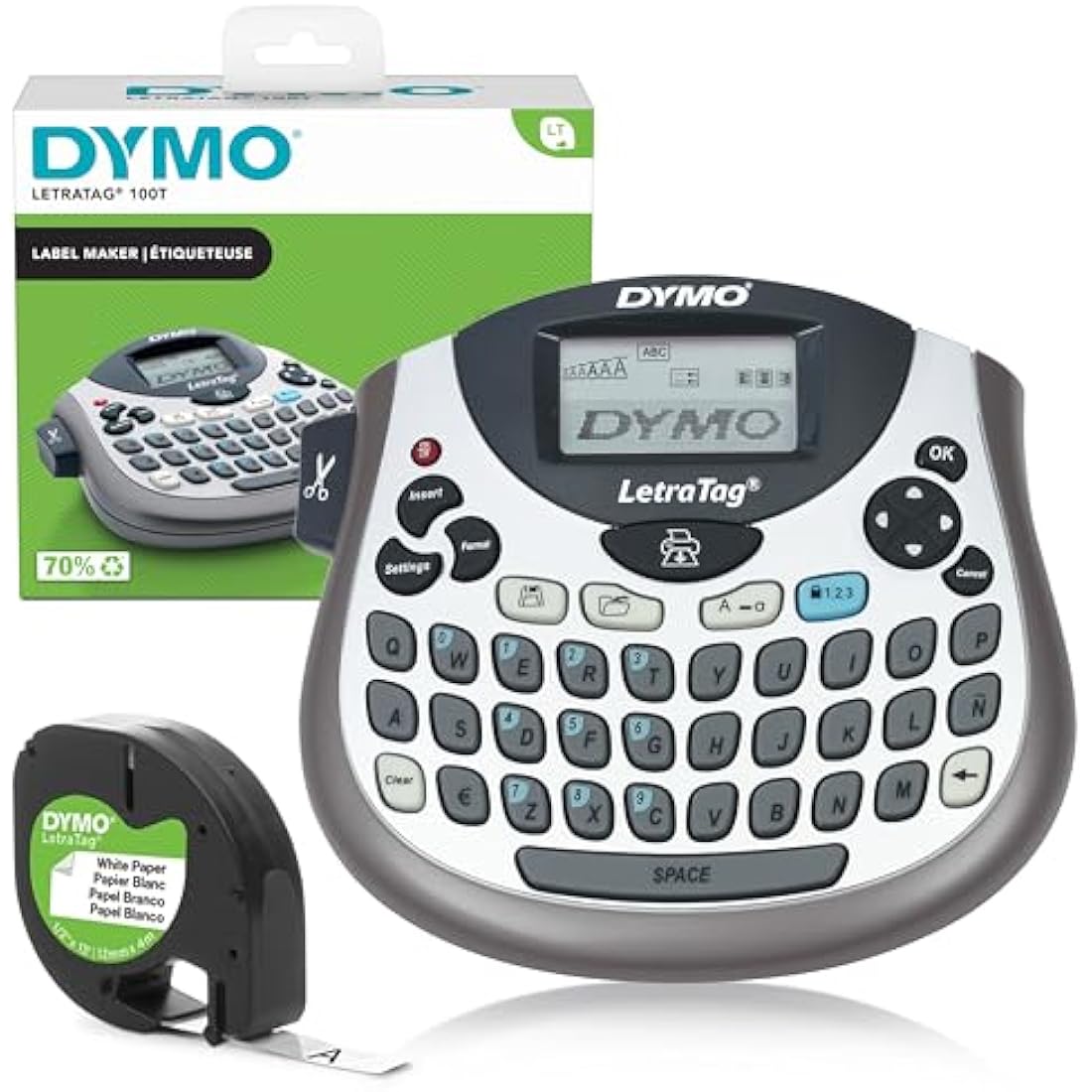 Dymo LetraTag LT-100T Label Maker | Portable QWERTY Printer | Silver
