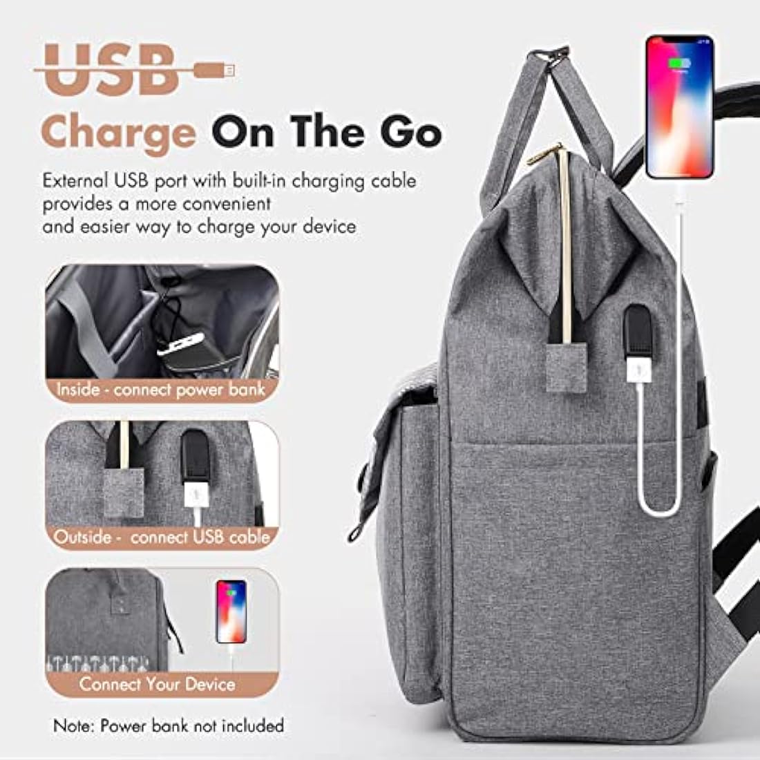 Lekesky 17.3" Laptop Backpack – Waterproof Travel Rucksack, Grey