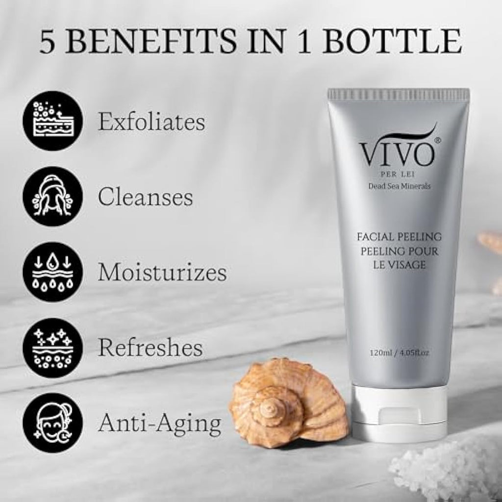 Vivo Per Lei Facial Peeling Gel – Gentle Dead Sea Face Scrub – 2 Pack