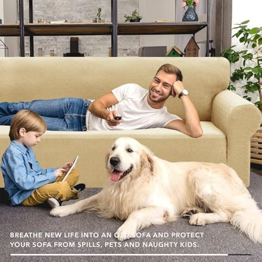 XINEAGE 4 Seater Stretch Jacquard Sofa Cover | Non-Slip Couch Protector