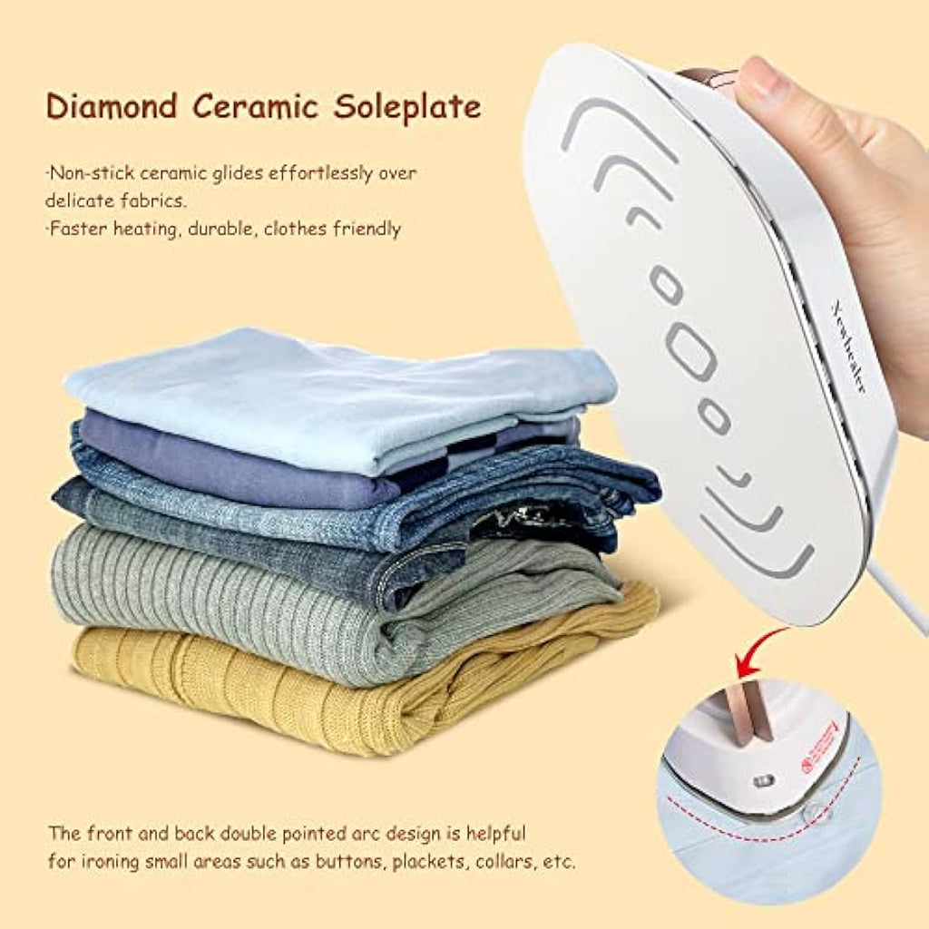 Newbealer Mini Travel Iron – Dual Voltage Compact Iron for Sewing, Gold