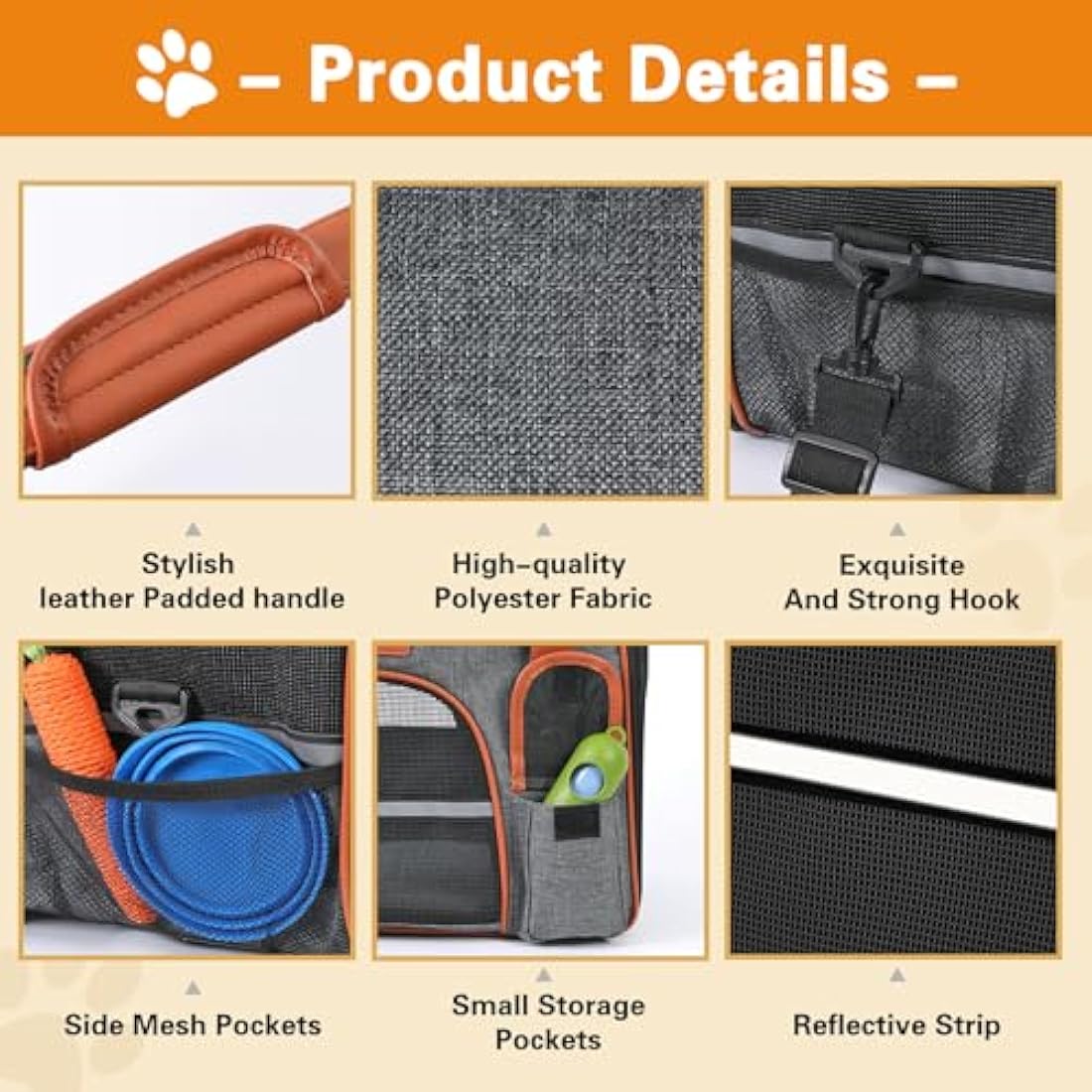 COMSLE Airline Approved Pet Carrier Bag – Large Breathable Dog & Cat Travel Bag