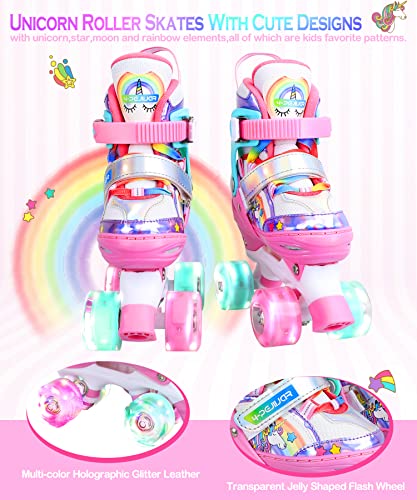 4-Pejiijar Kids Roller Skates – Adjustable Light Up Unicorn Quad Skates