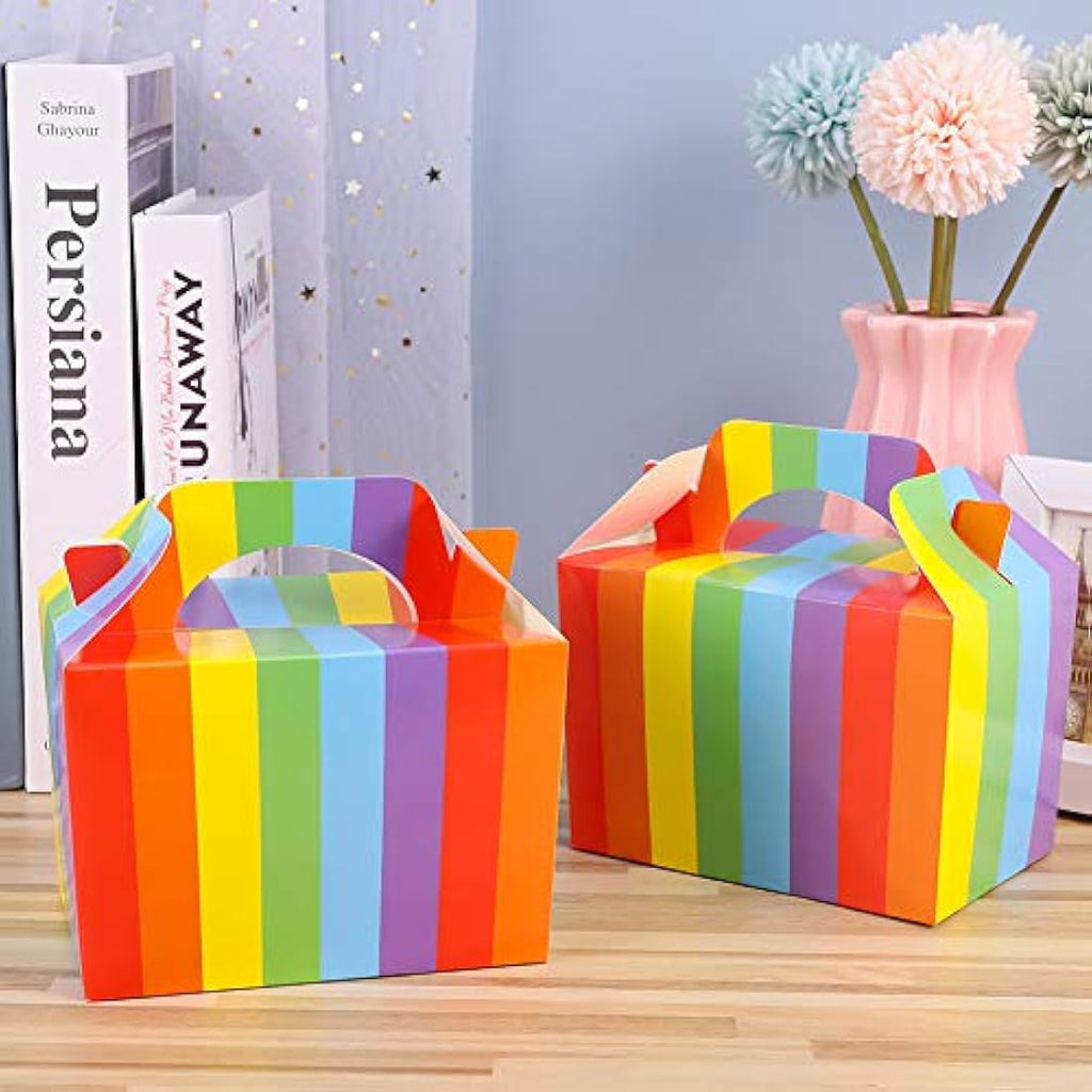 Rainbow Party Favor Boxes - 20 Pack Biodegradable Paper