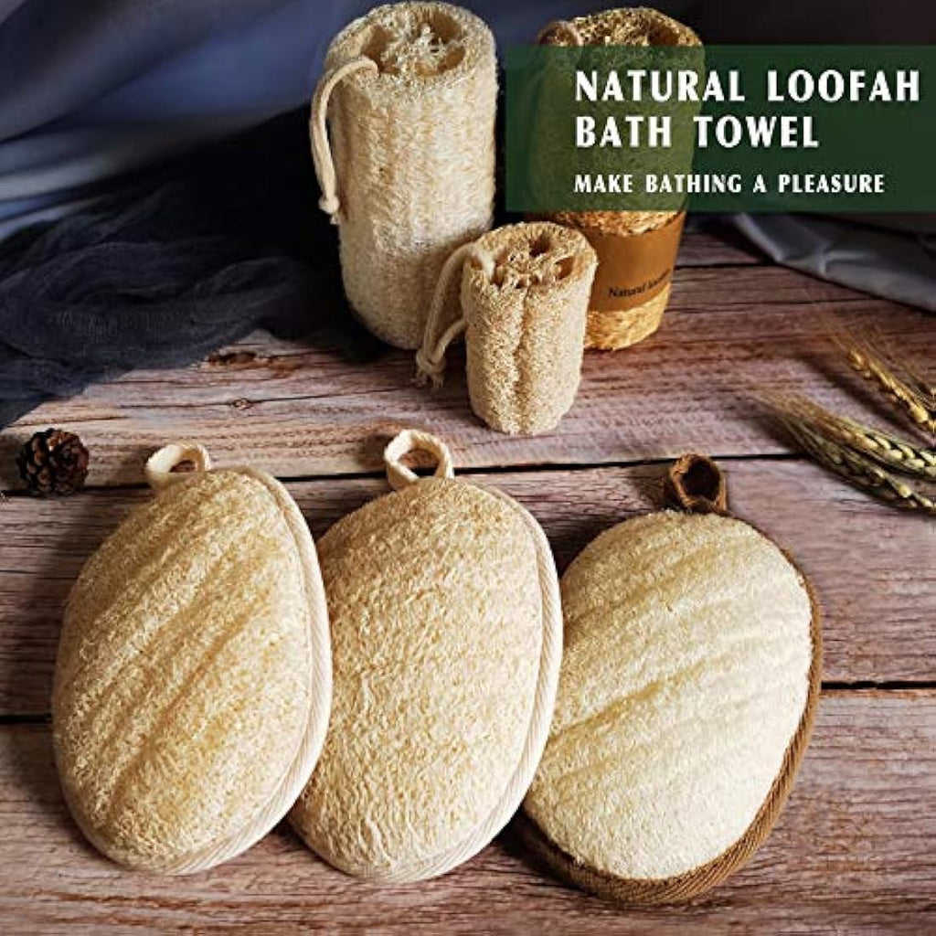 Natural Loofah Sponge Exfoliating Body Scrubber – 3 Pack