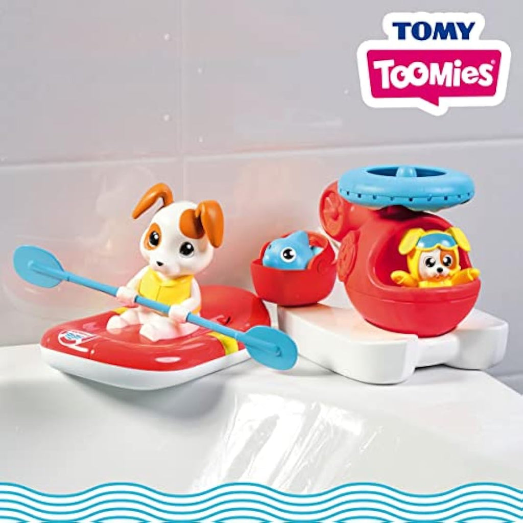 Toomies Sea Rescue Set – Floating Helicopter and Raft Bath Toy