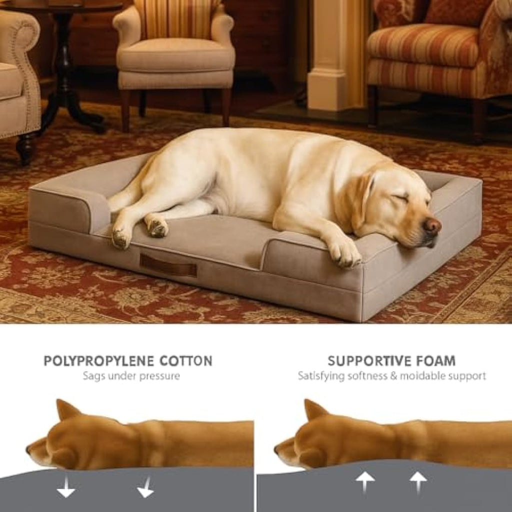 Orthopedic Memory Foam Dog Bed – Waterproof XL Bolster Sofa