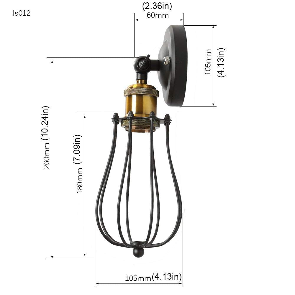 Chrasy Industrial Wall Sconce – Adjustable Metal Wire Cage Lamp, 2 Pack