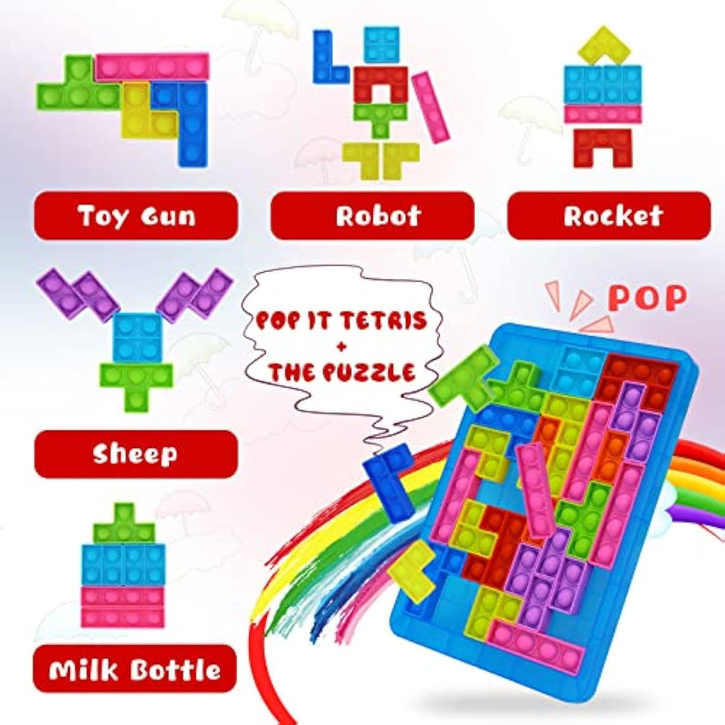 Jolof Store Tetris Pop Puzzle – Silicone Sensory Fidget Toy for Kids