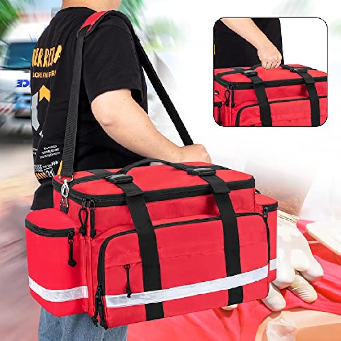 Damero Medical Supplies Bag | Large First Responder Trauma Bag - Red