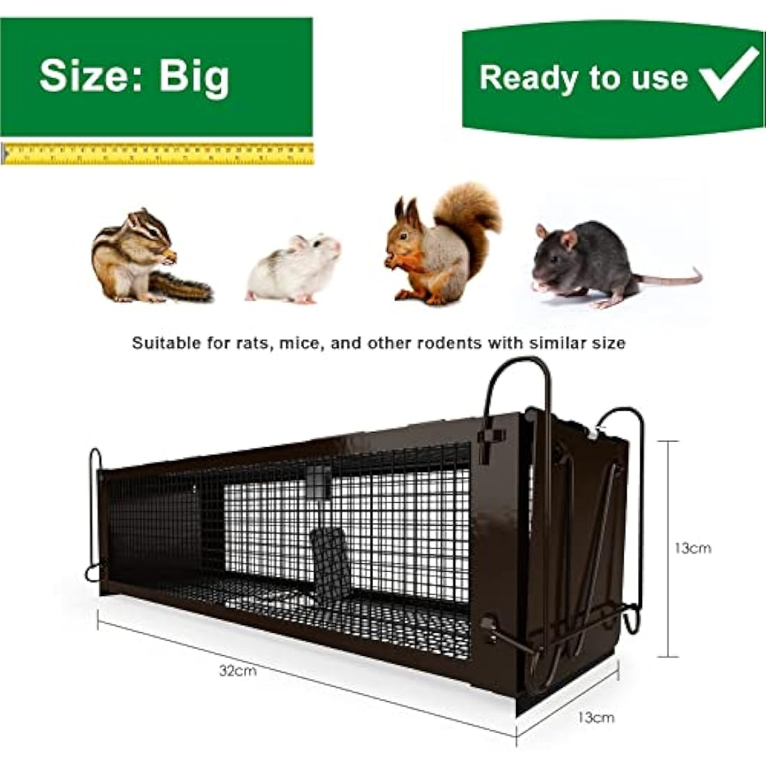 RatzFatz Humane Rat Trap – 2 Pack Two-Door Live Cage for Rodents