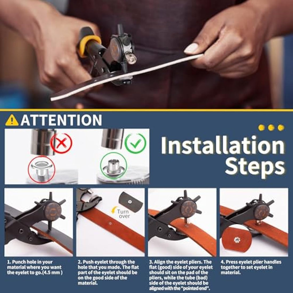 XOOL 2-in-1 Leather Hole Punch and Eyelet Pliers Kit with 200 Metal Eyelets