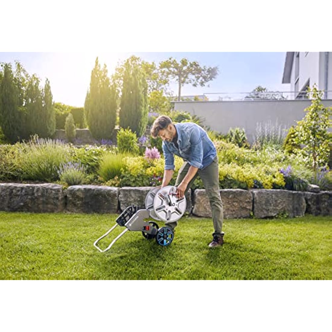 Gardena CleverRoll M Easy Metal Hose Trolley Set with 25m Hose