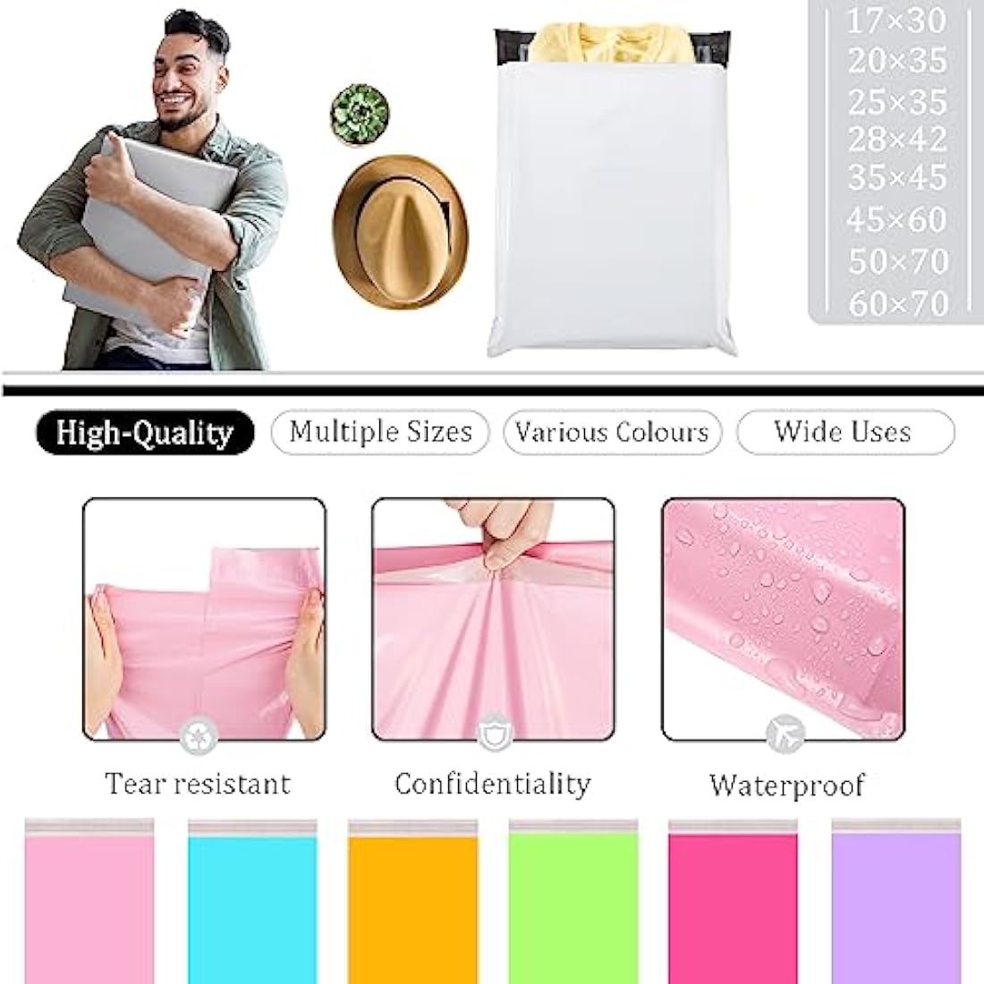 Jolof Store White Poly Mailers | 50pcs 35x45cm Self-Seal Postage Bags