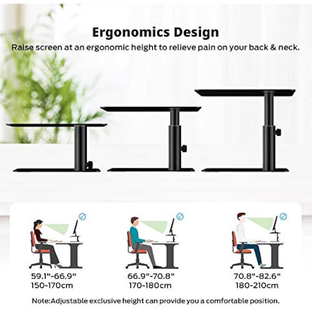 BoYata Adjustable Metal Monitor Stand Riser - Ergonomic Desktop Organizer