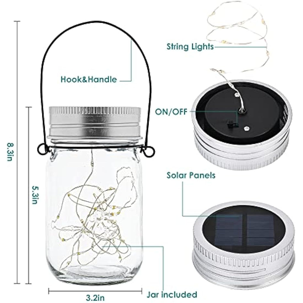 GIGALUMI Solar Mason Jar Lights – 6 Pack 30 LED Outdoor Garden Lanterns