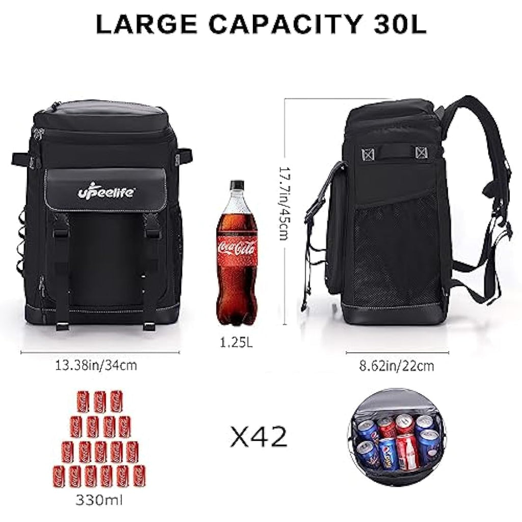 Upeelife 30L Insulated Cooler Backpack – Leakproof 42-Can Picnic Bag