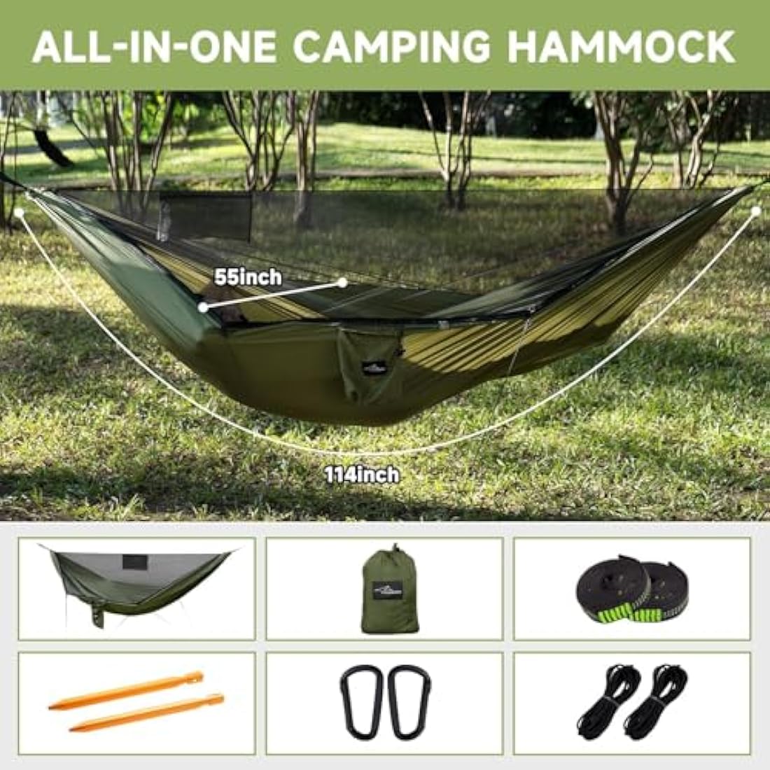 Travel Bird Camping Hammock with Mosquito Net | Ripstop Nylon 290x140cm