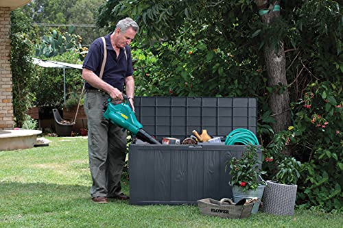 Keter Sherwood Garden Storage Box – 270L Resin Deck Box with Wheels