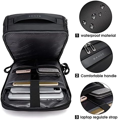 BANGE Business Smart Laptop Backpack | Waterproof 15.6 Inch with USB Port