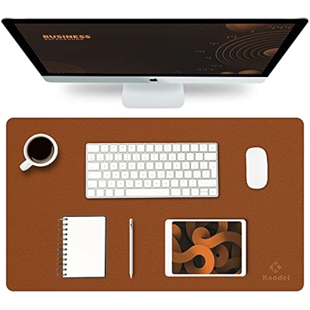 K KNODEL Leather Desk Mat - Dual-Sided Waterproof Mouse Pad, Brown