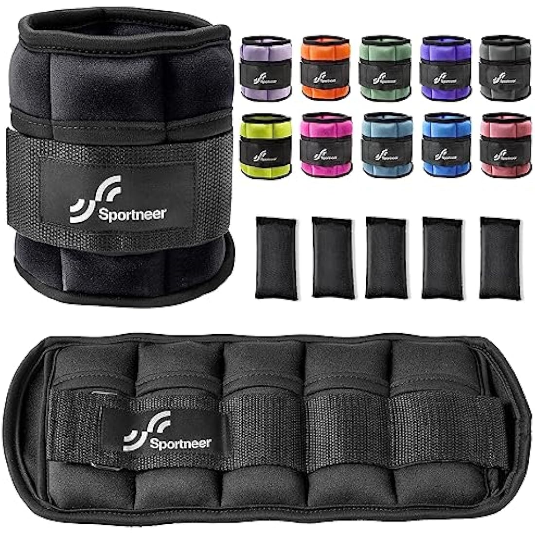 Sportneer Adjustable Ankle Weights Set | 0.9kg - 4.5kg Pair | Neoprene