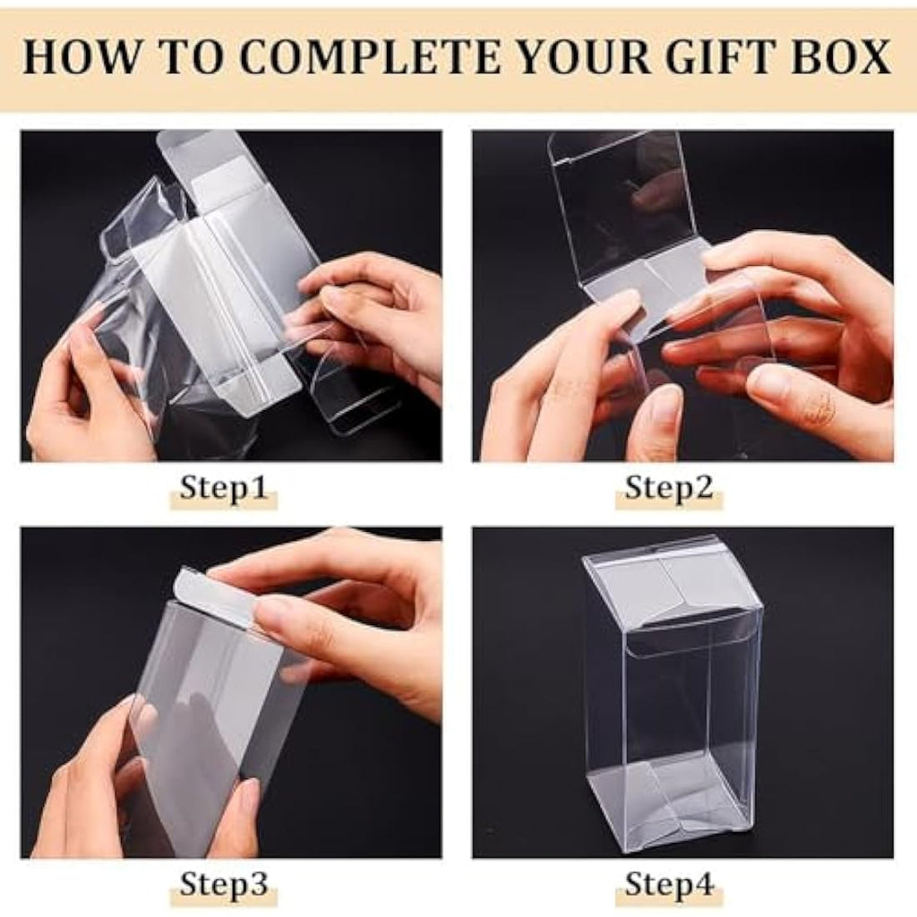 BENECREAT 20PCS Clear PVC Wedding Favor Boxes - 5x5x10cm Gift Packaging