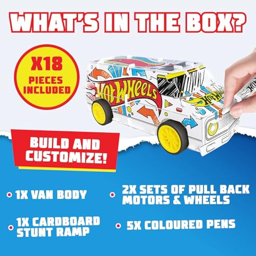 Hot Wheels Maker Kitz DIY Super Van – Build & Paint Pull Back Toy Car
