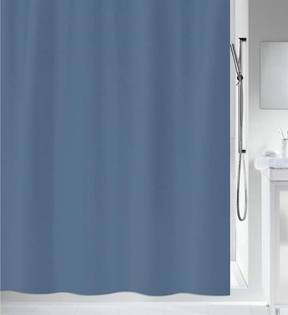 Spirella Primo Textile Shower Curtain | 100% Polyester | Blue, 180x180cm