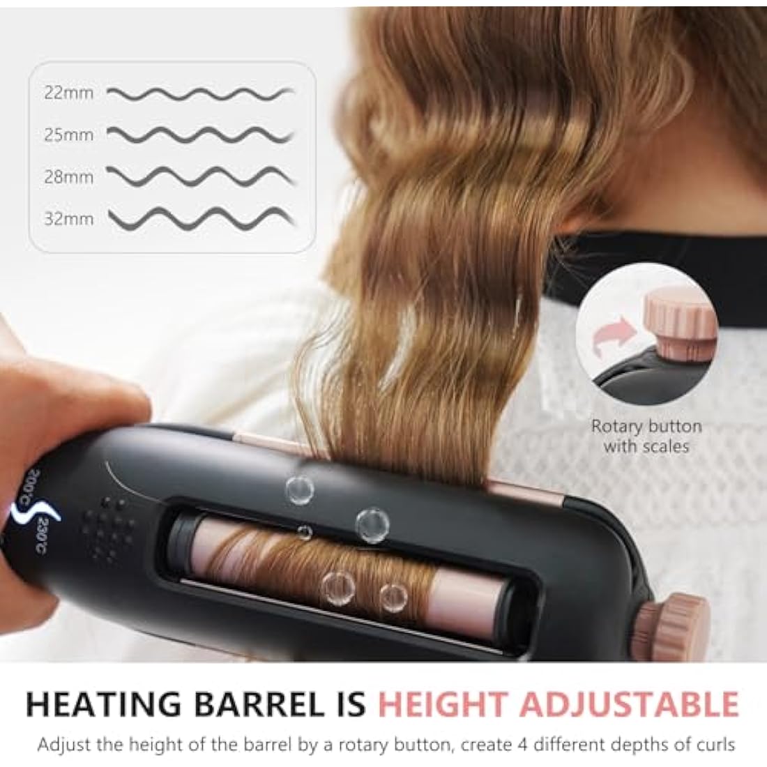 janelove 4-in-1 Hair Waver | Adjustable Ceramic Beach Wave Curler