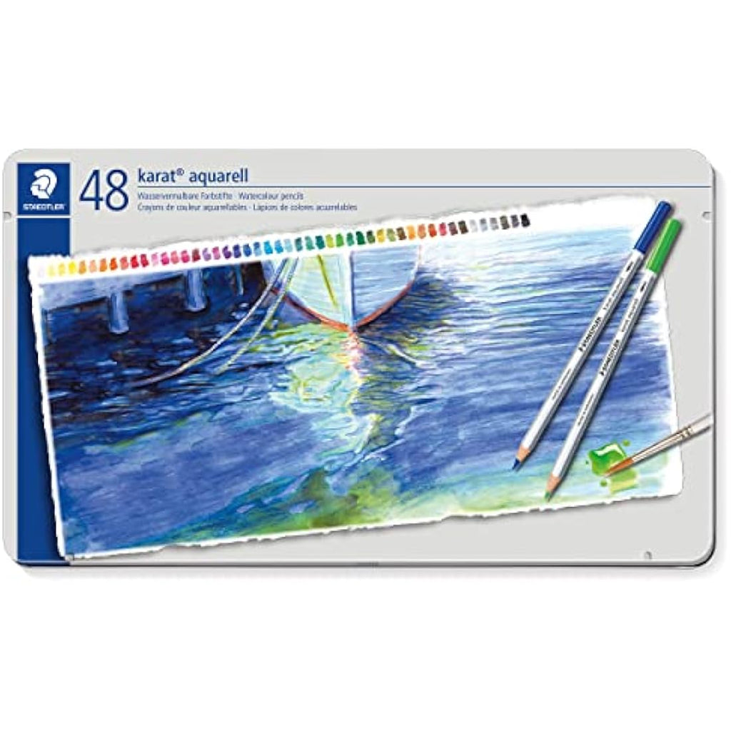 Staedtler Karat Aquarell Watercolour Pencils - Tin of 48 Assorted Colours