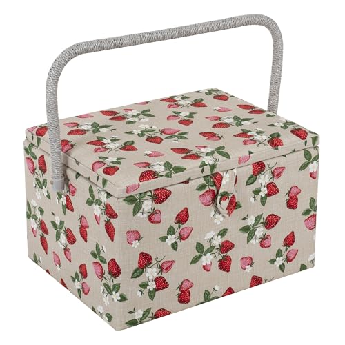 Hobby Gift Large Sewing Box – Strawberry Print Craft Storage Organizer