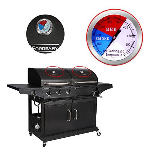 Jolof Store BBQ Thermometer Gauge - Stainless Steel Smoker Pit, 2 Pack
