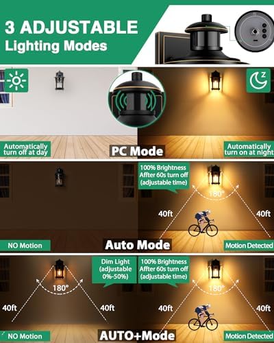Lamomo Motion Sensor Outdoor Wall Light | Dusk to Dawn Aluminum Sconce