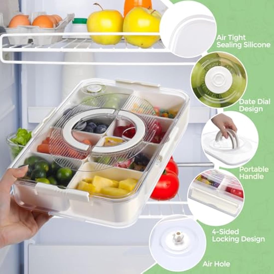 Luxear Snackle Box: 2-Pack Divided Snack Tray with Handle and Lid
