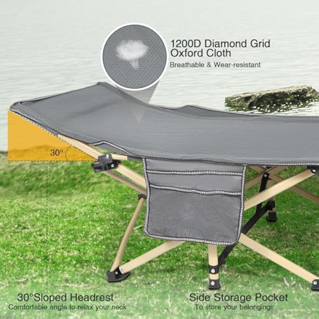 REDCAMP Heavy Duty Folding Camping Cot with Thick Mattress, 500lbs Capacity