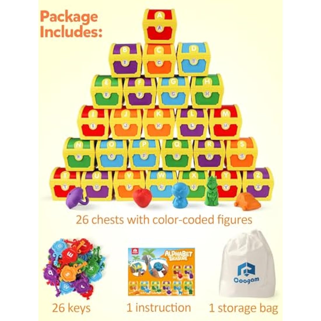 Coogam Alphabet Learning Treasure Locks – ABC Matching Educational Toy