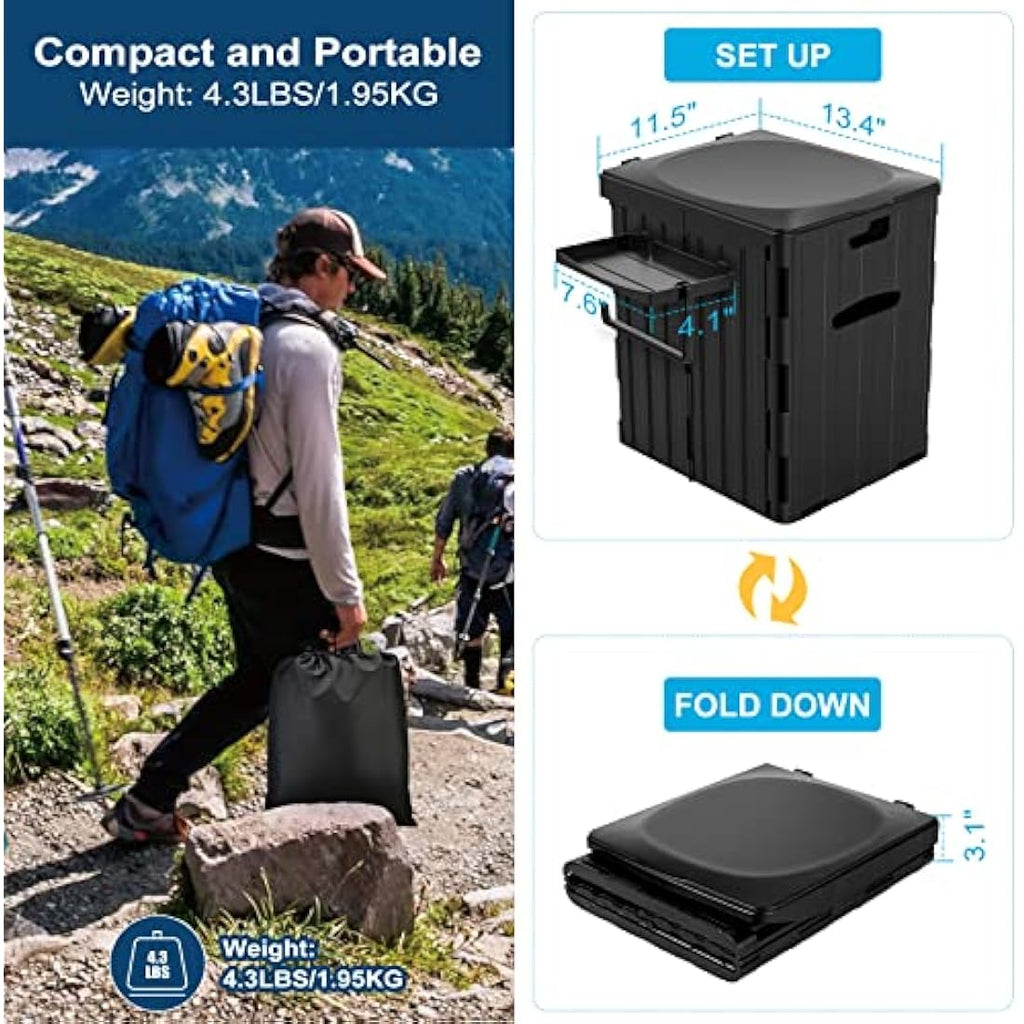 WADEO Extra-Large Folding Camping Toilet | Heavy-Duty Portable Potty