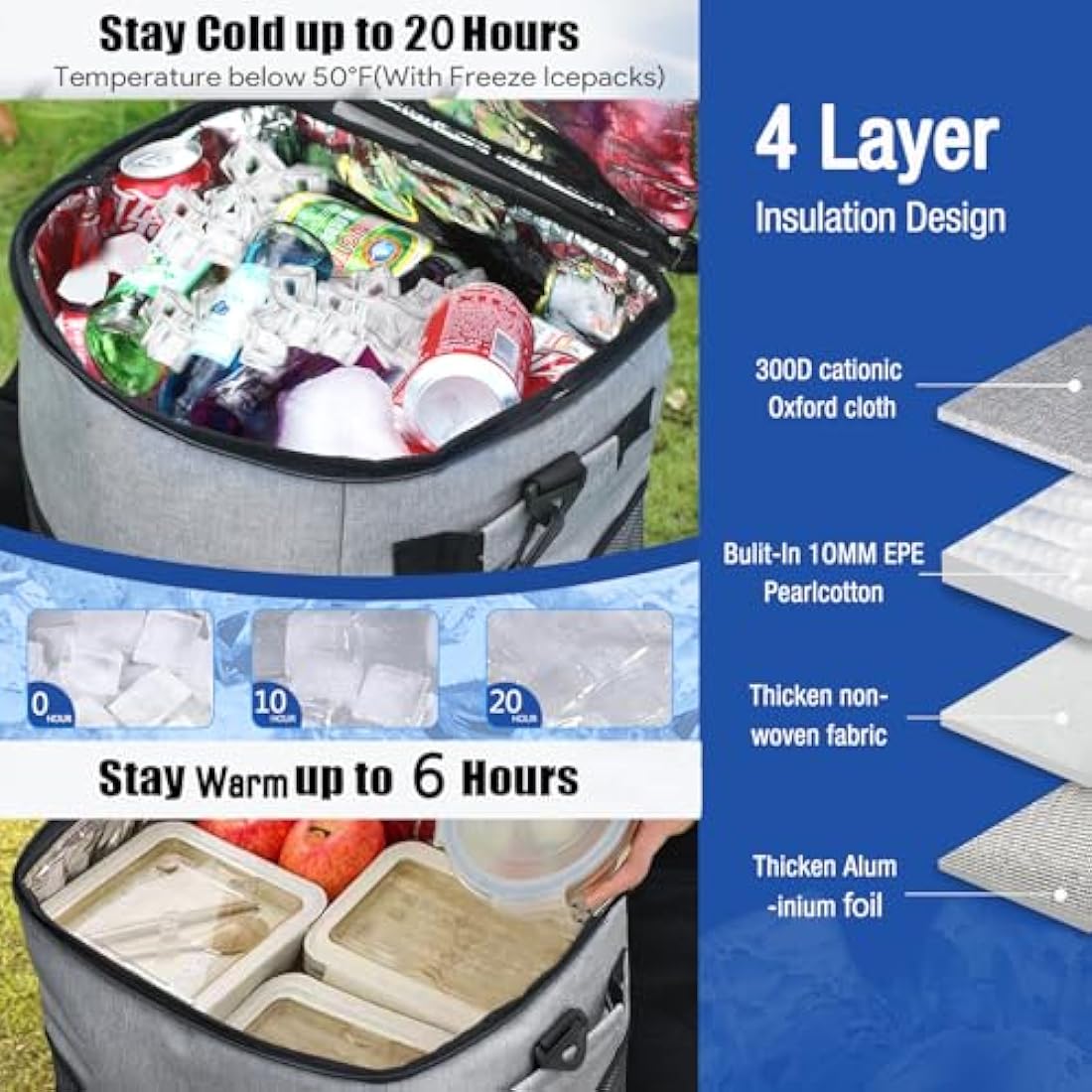 60-Can Rolling Cooler – 40L Insulated Leakproof Bag
