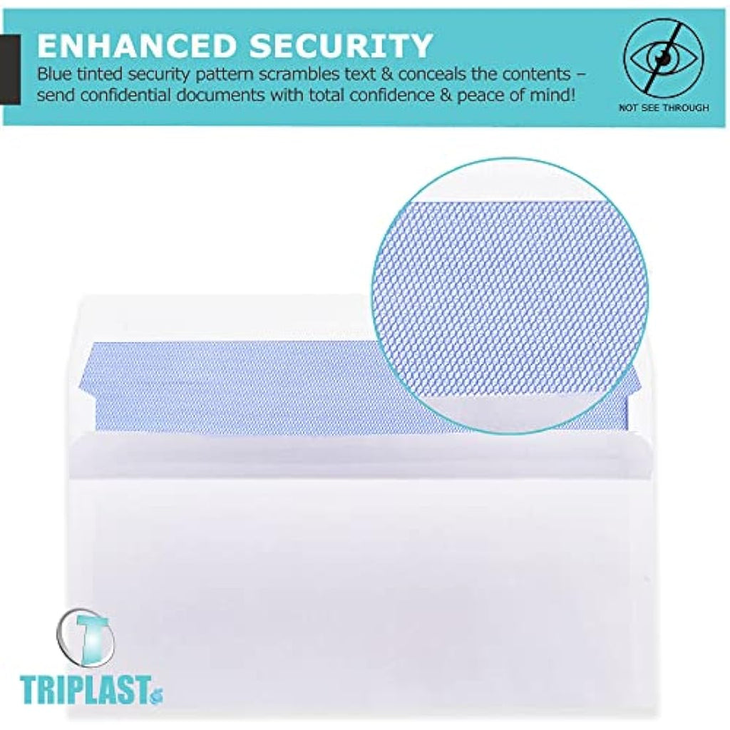 Triplast DL White Security Envelopes – 500 Pack Self-Seal 90gsm Paper